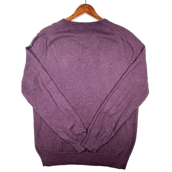 J. Crew, Men's V Neck Sweater, Purple‎ Cotton Cashmere Blend, Size Medium - Picture 3 of 6